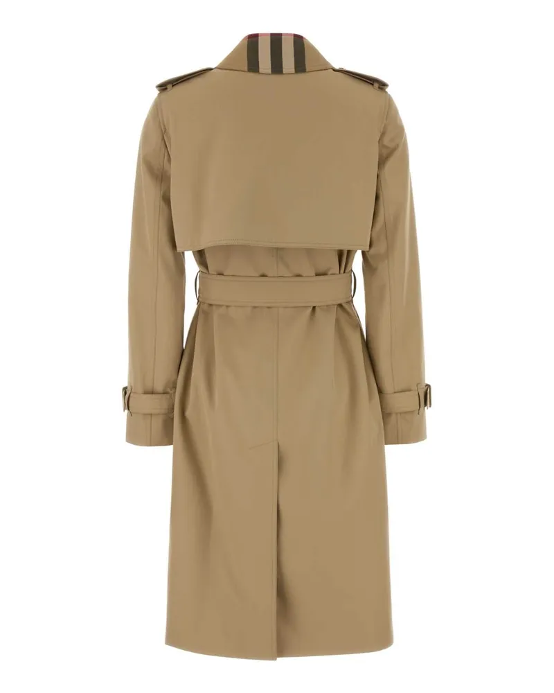 Burberry Women's Beige Cotton Trench Coat Honey Beige