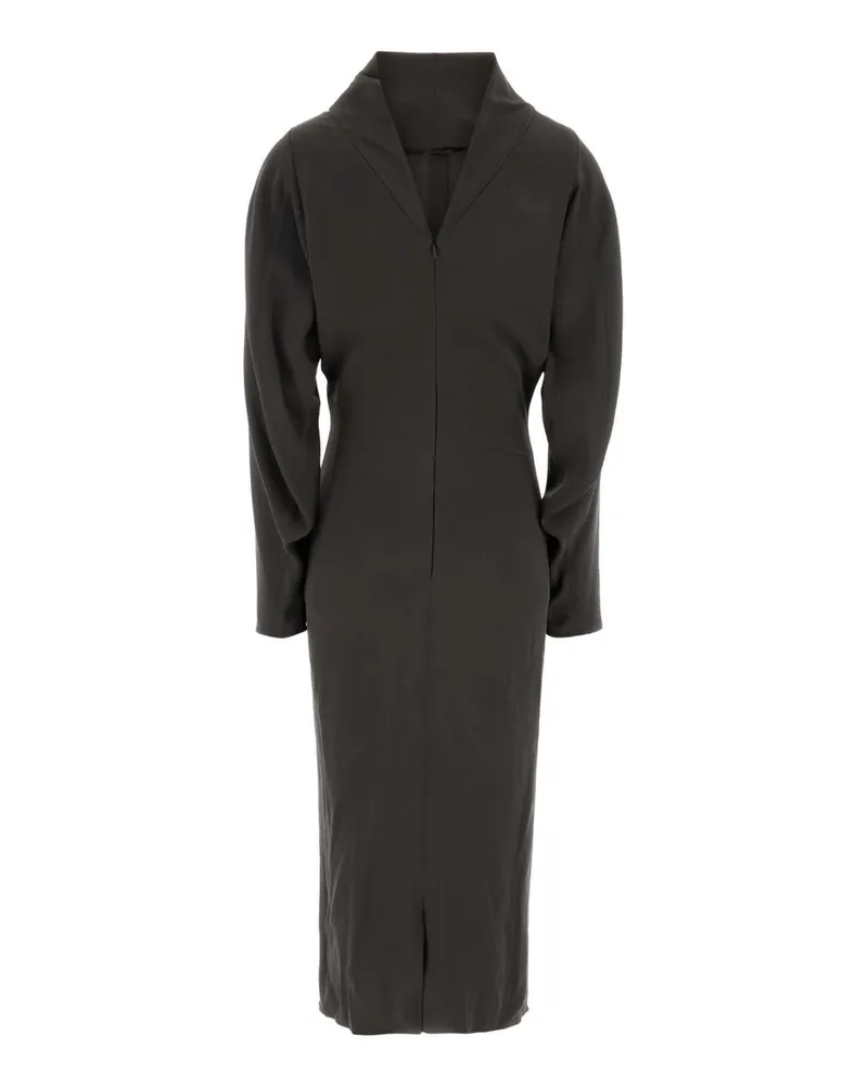 Giorgio Armani Women's Dark Grey Stretch Crepe Dress Volcanic Glass Abiti Gray