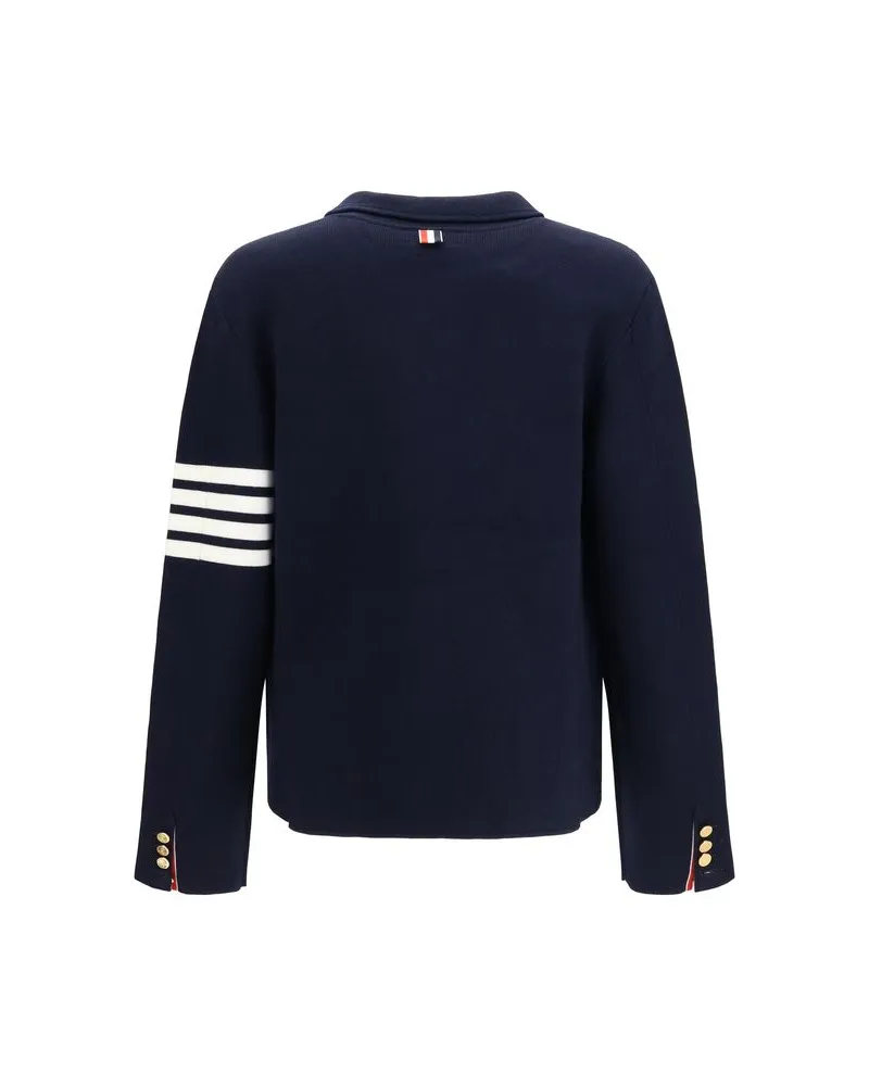 Thom Browne Men's Blue Wool Oves Aries Full-Length Jacket Clothing Navy