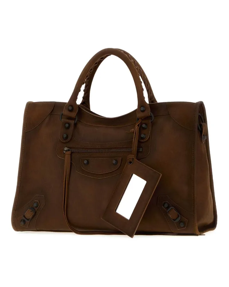 Balenciaga Le City Leather Top Handle Bag — Brown Brown