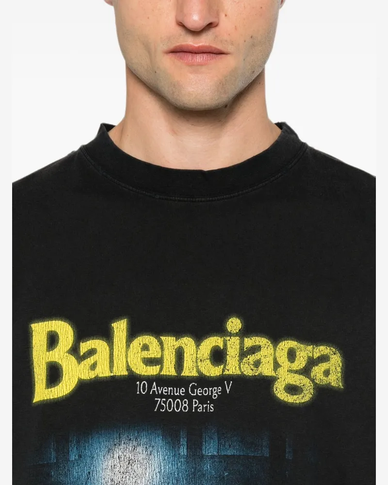 Balenciaga Graphic Print T-Shirt — Black Black