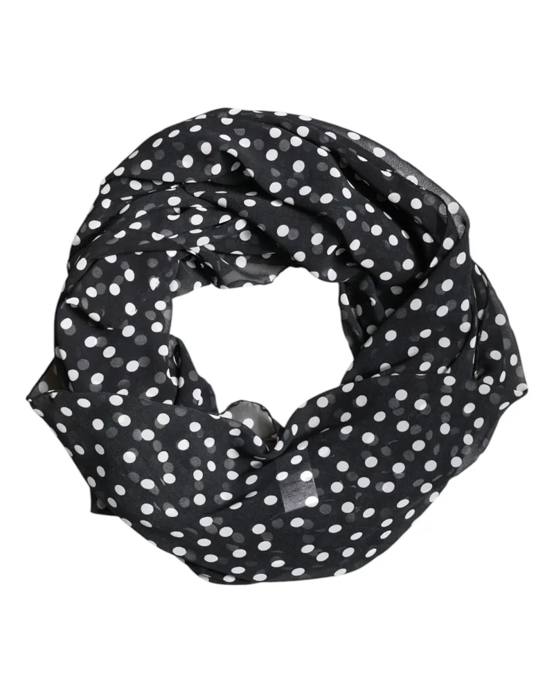 Dolce & Gabbana Women's Black Polka Dots Polyester Wrap Shawl Scarf Black