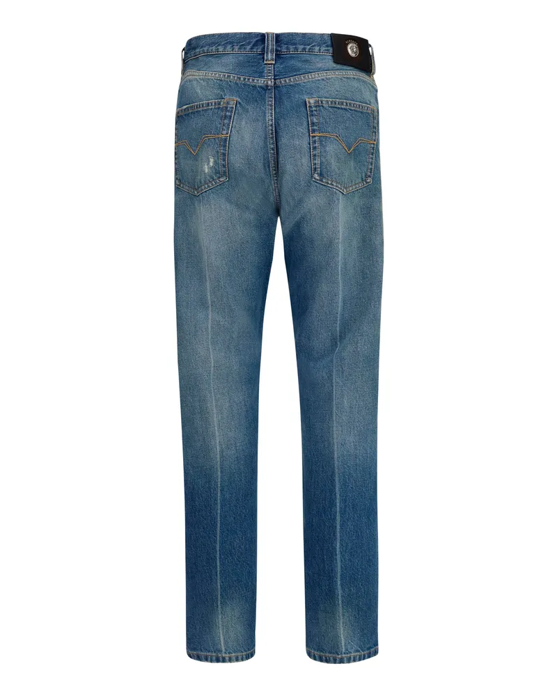 Versace Men's Straight-Leg Denim Jeans Medium Blue Cotton Blue