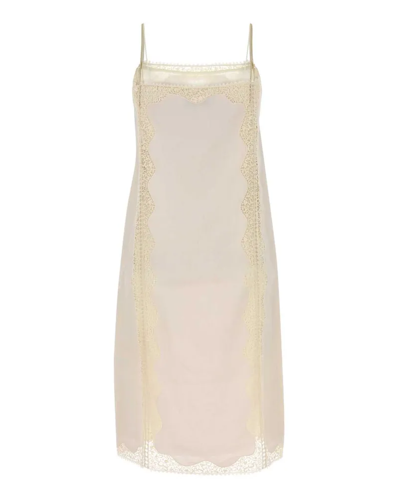 Prada Women's Ivory Linen Dress Sabbia Li-Co-Trochusniloticus Abiti Beige