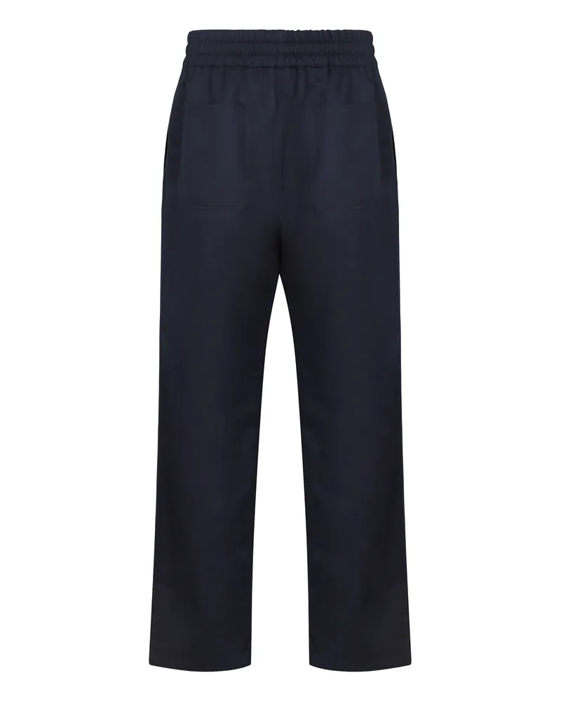 Bottega Veneta Men's Silk And Cotton Twill Trousers Blue Blue