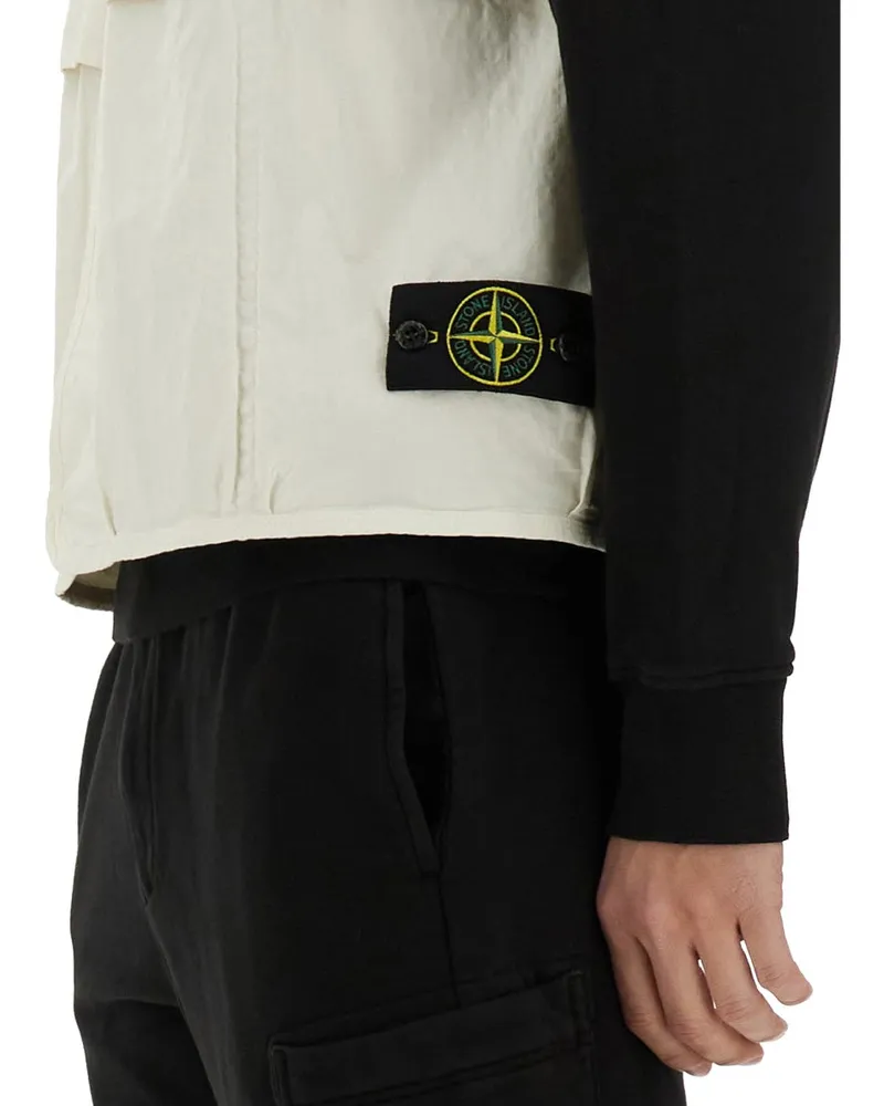 Stone Island Logo Cotton-Blend Vest — Ivory Ivory
