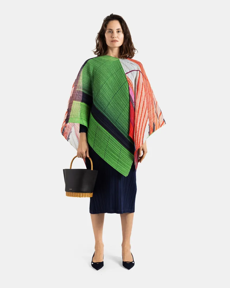 Issey Miyake Women's Stole City Collage Madame-T Red-Green Top Multicolor