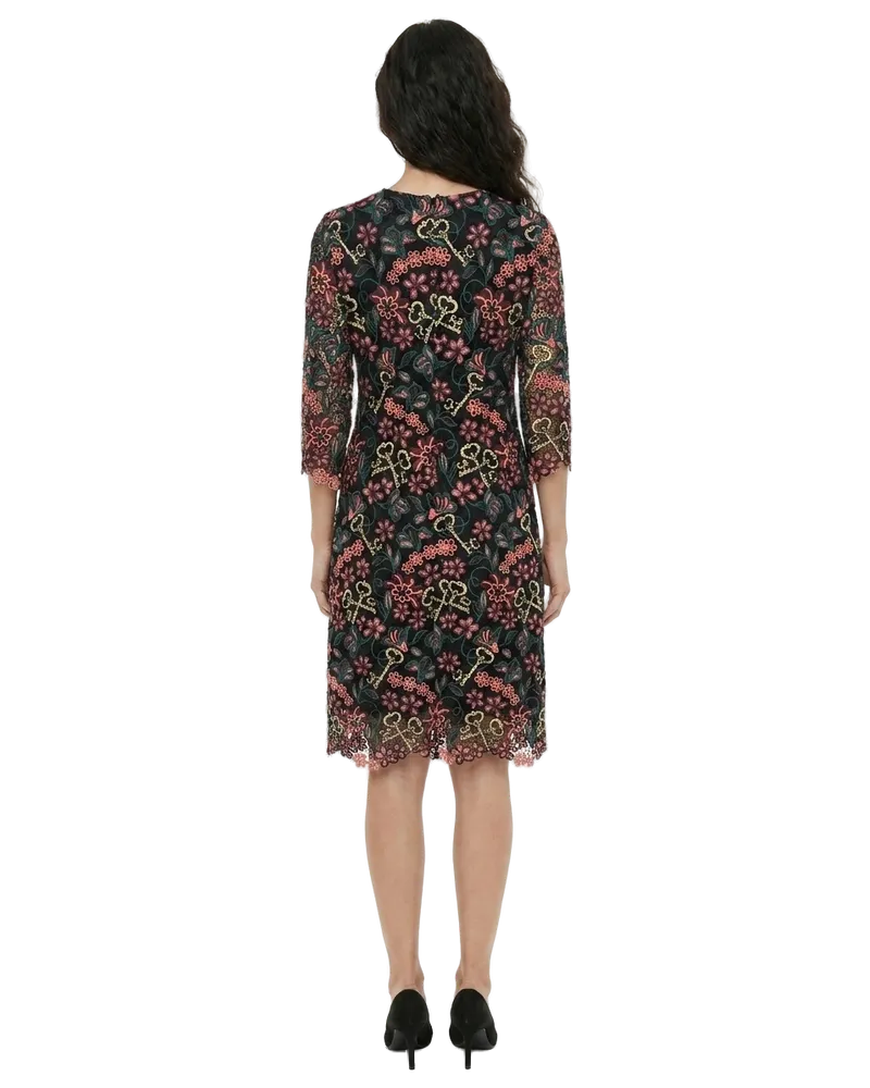 Dolce & Gabbana Lace-Trimmed Floral Dress — Multicolor Multicolor