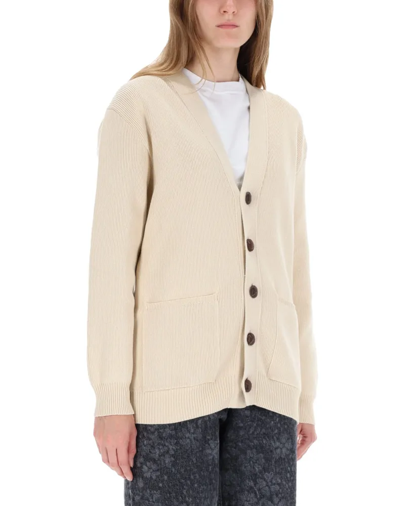 Golden Goose Logo-Embroidered Cotton Blend Cardigan — Beige Beige