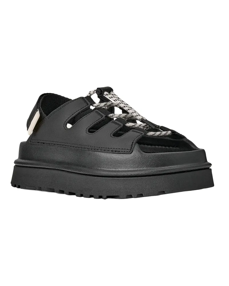 UGG Women's Sandal Goldenglow Toggle Black Upper: Leather Slippers Flat Shoes Black