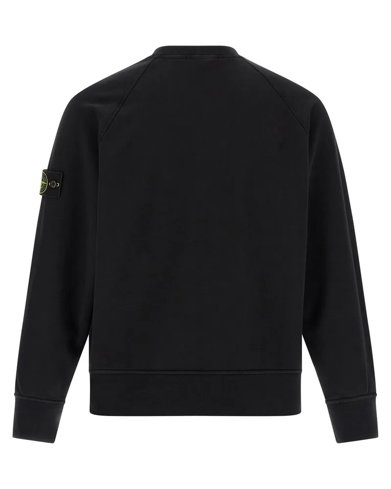 Stone Island Raglan Crew Neck Sweatshirt — Black Black