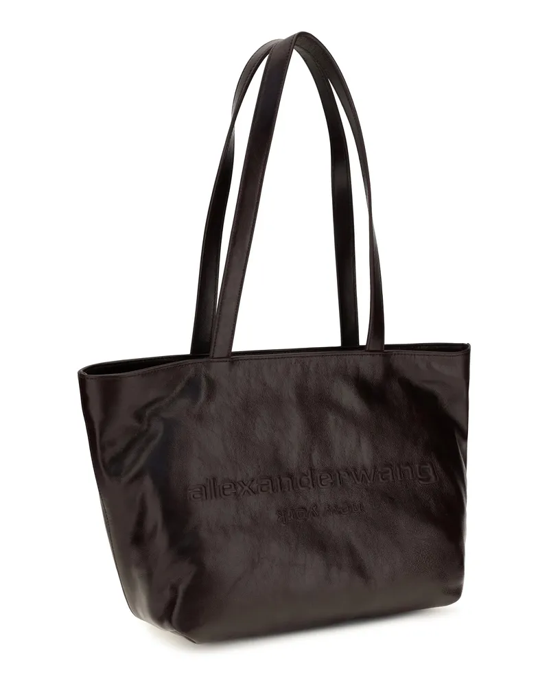 Alexander Wang Women's Medium Punch Leather Tote Bag Oxblood Calf Bos Taurus Shoulder Black