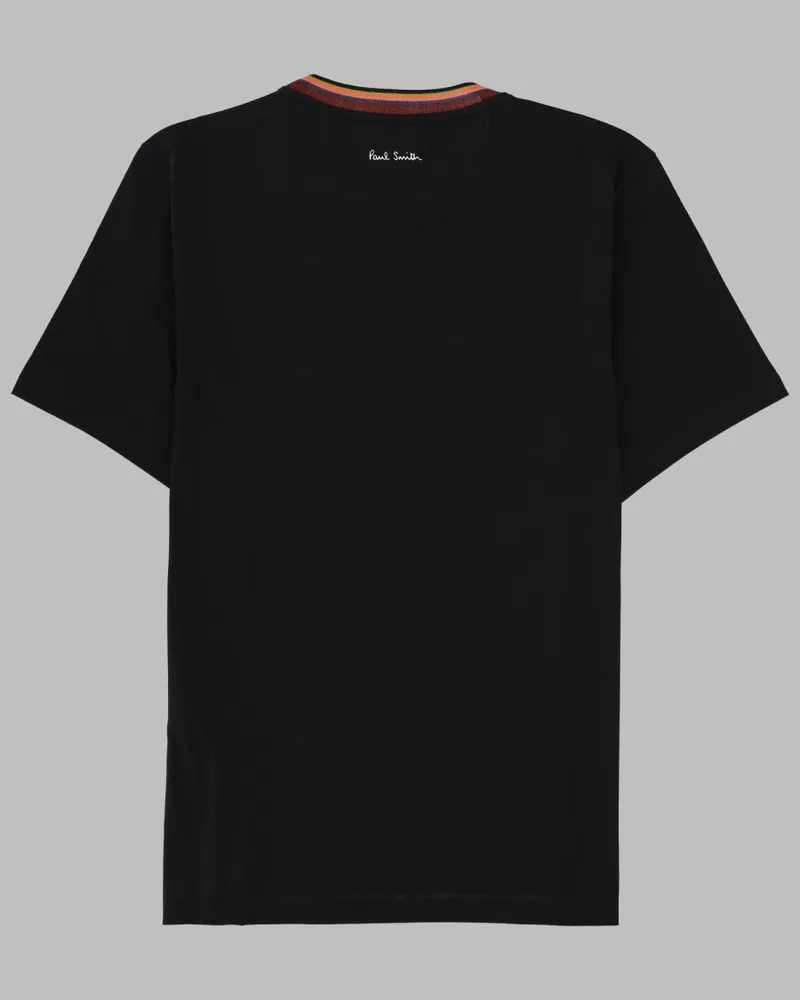 Paul Smith Striped Collar Logo T-Shirt — Black Black