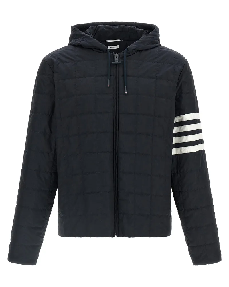 Thom Browne Quilted Ripstop with 4-Bar Stripe Down Jacket — Blue Blue