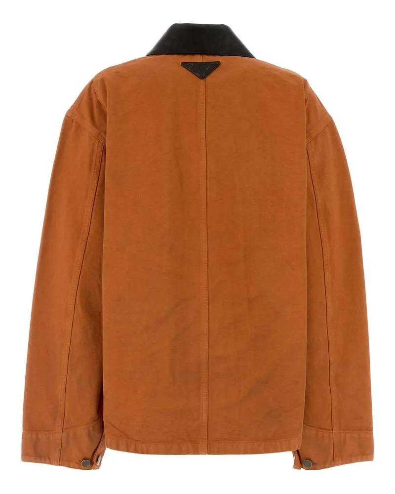 Prada Women's Orange Denim Jacket Arancio Exterior: Cotton Giubbini Orange