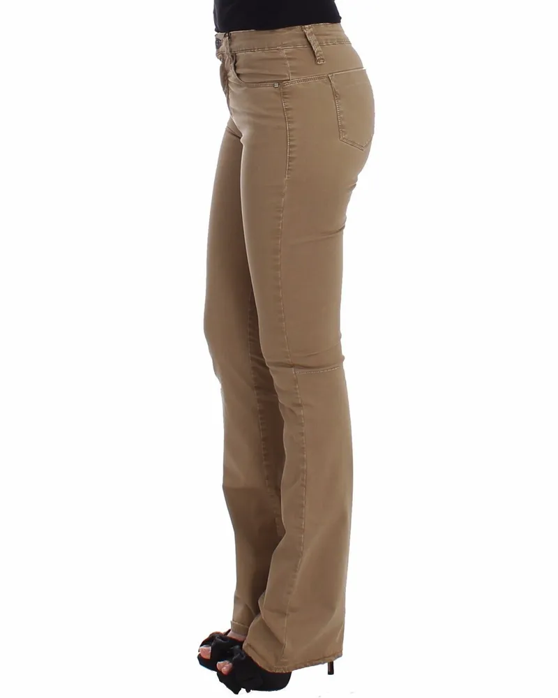 CoSTUME NATIONAL Women's Beige Straight Leg Denim Pants Stretch Jeans Cotton Beige