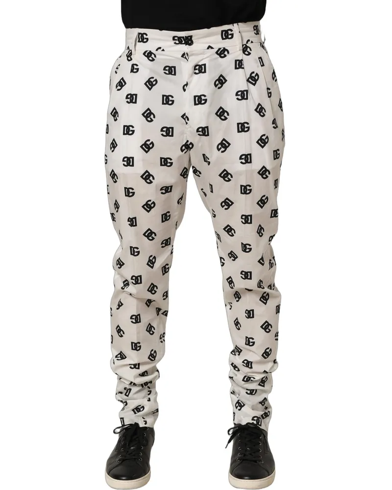Dolce & Gabbana Men's Logo-Print Cotton Trousers White White