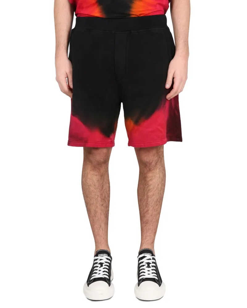 Dsquared2 Flame-Print Cotton Shorts — Multicolor Multicolor