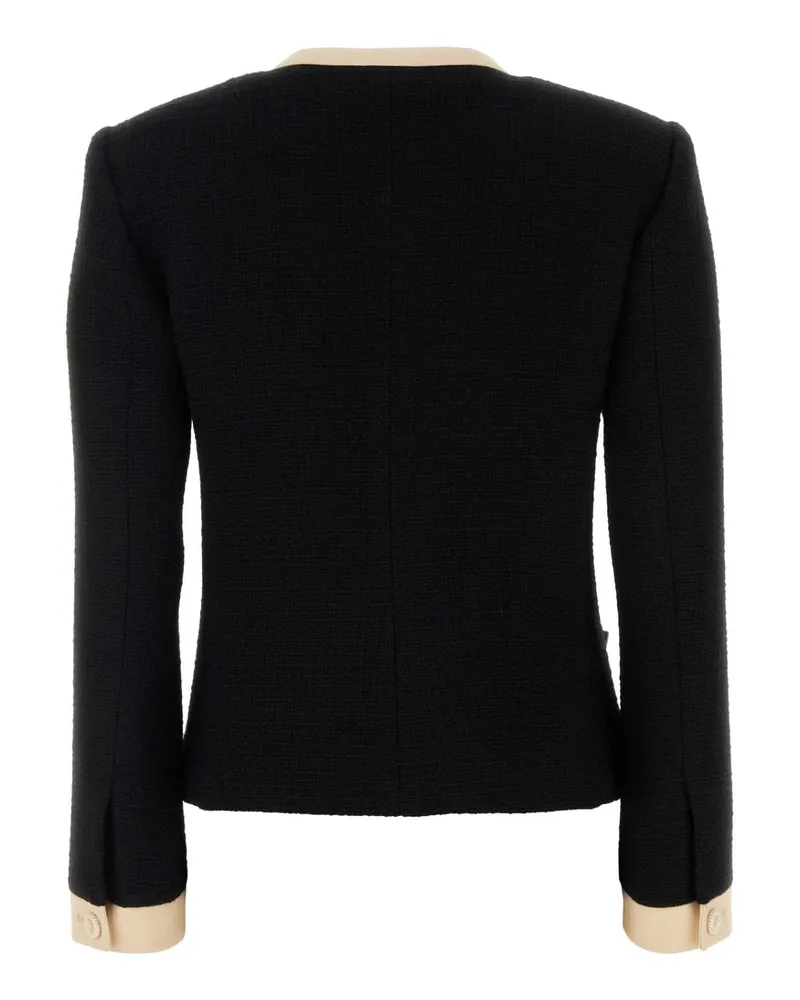 Valentino Garavani Women's Tweed With Contrast Trim Blazer Black Virgin Wool Nylon Blazers Black