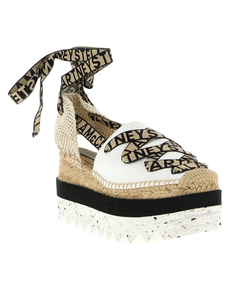 Stella McCartney Logo-Strap Canvas Espadrille Sandal — White White