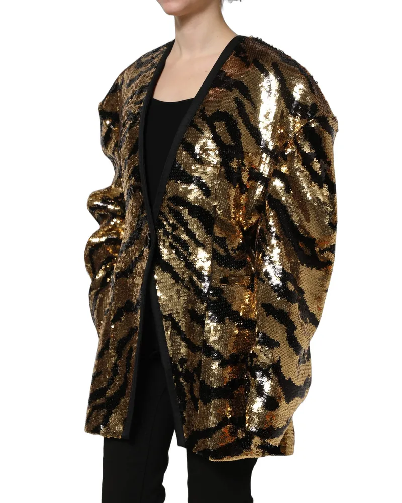 Dolce & Gabbana Sequin Tiger Stripe Blazer — Gold Gold