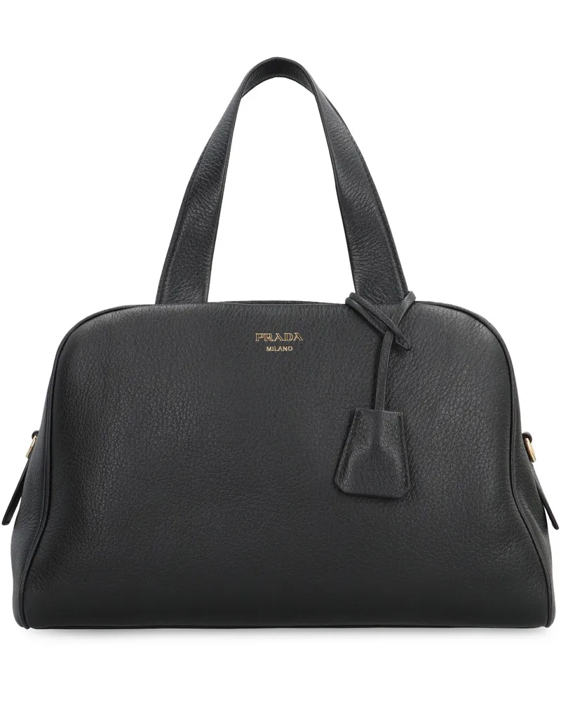 Prada Women's Leather Boston Bag Black Handbags Hand Black
