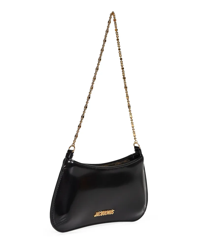 Jacquemus Women's Shoulder Bag The Small Bisou Chaine Black Calf Leather Black
