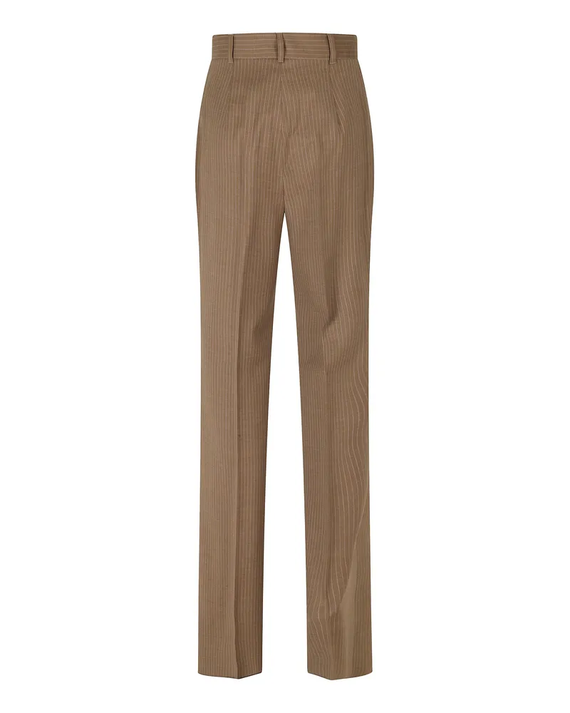 Max Mara Women's Classic Pinstripe Wool Trousers Camel Virgin Camel