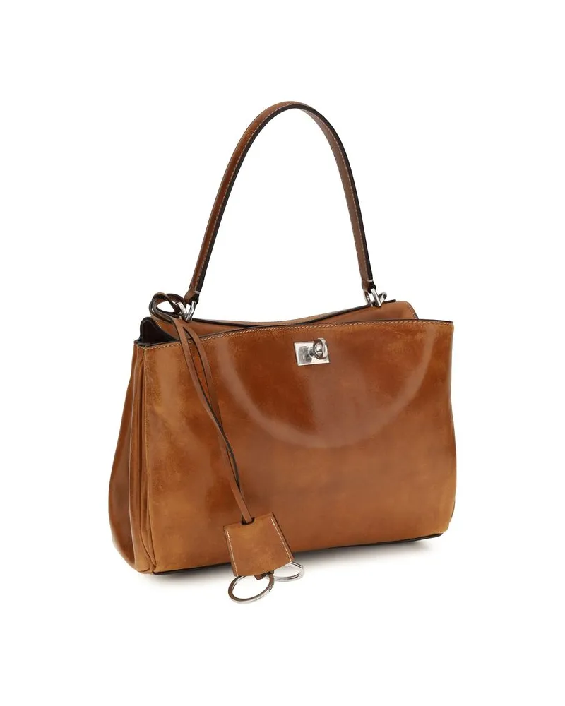 Balenciaga Women's Rodeo Shoulder Bag Brown Lamb Ovis Aries Brown