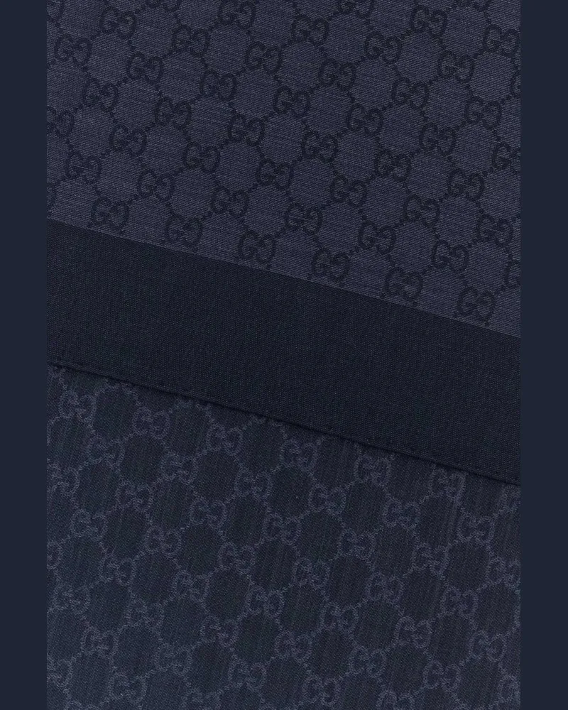 Gucci Men's Embroidered Wool Blend Foulard Navyblue Exterior: Silk Extra-Accessori Accessory Navy