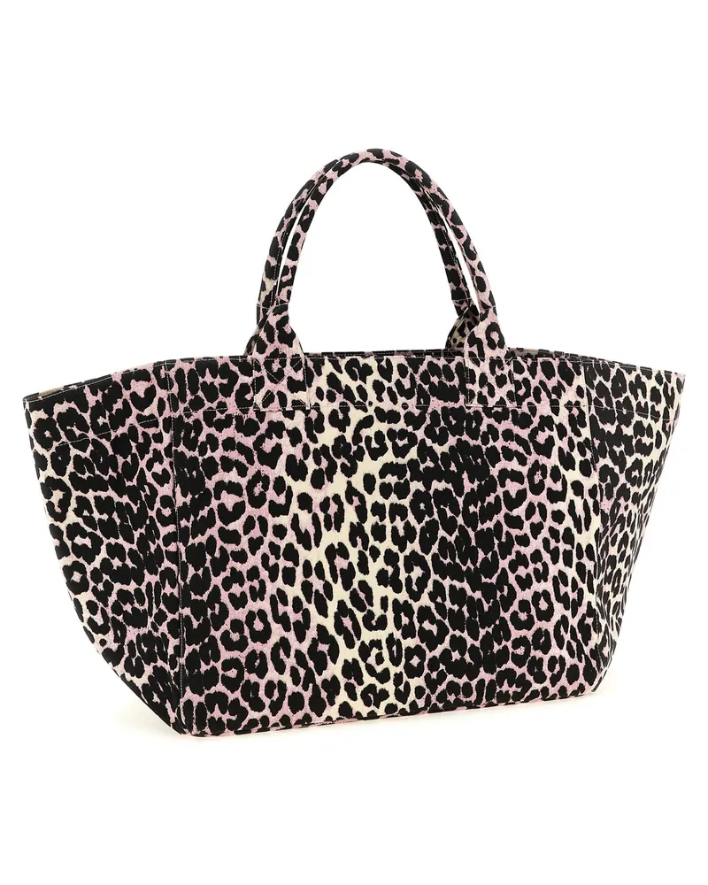 Ganni Canvas Tote Bag — Leopard Leopard