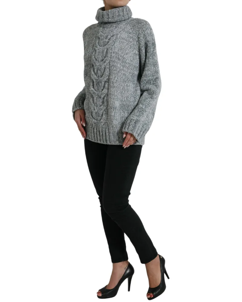 Dolce & Gabbana Women Gray Cashmere Turtle Neck Pullover Sweater Clothing Gray