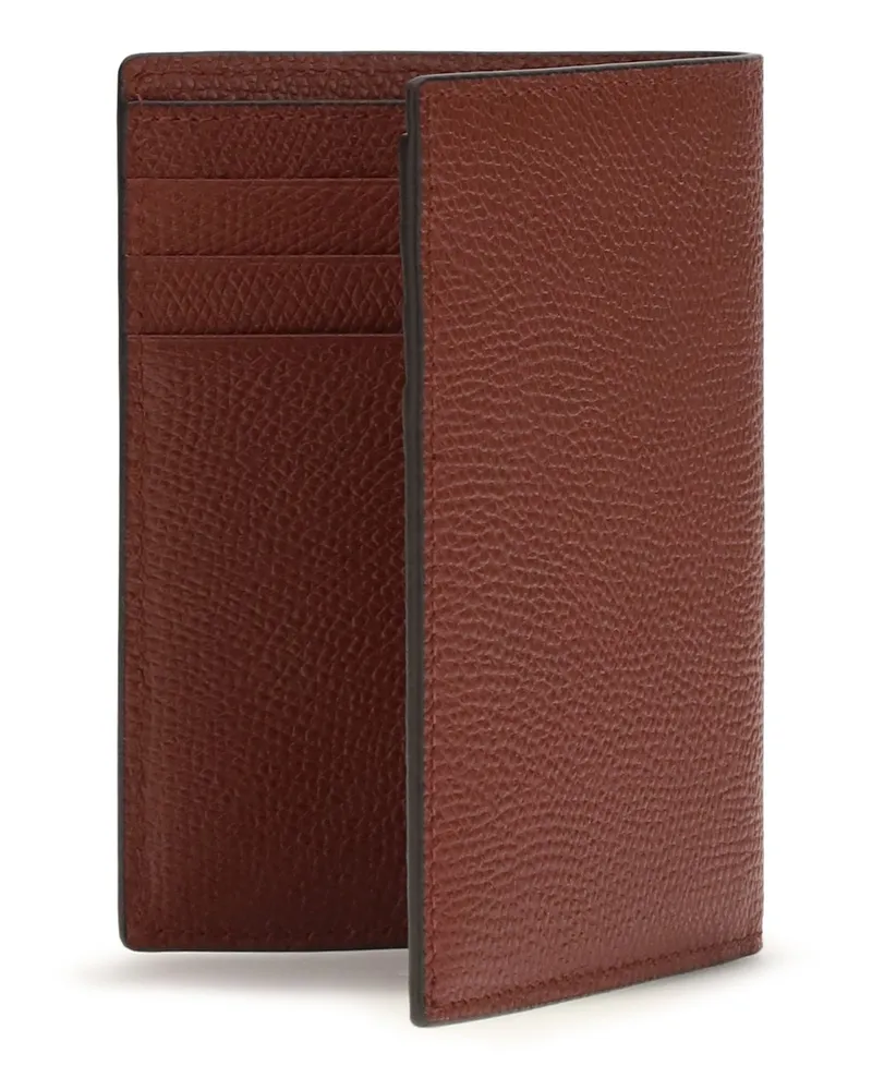 Valentino Garavani Men's Vlogo Signature Card Holder Blood Red Calf Leather Bos Taurus Wallet Red