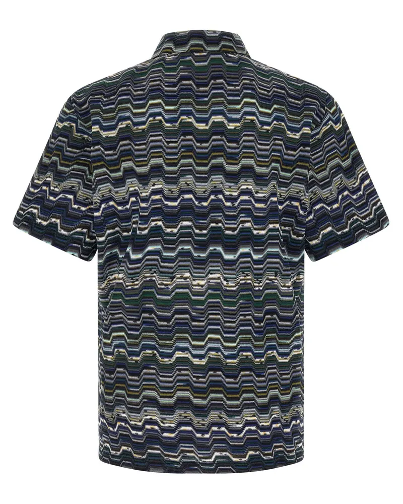 Missoni Zigzag Jacquard Knit Polo Shirt — Navy Navy