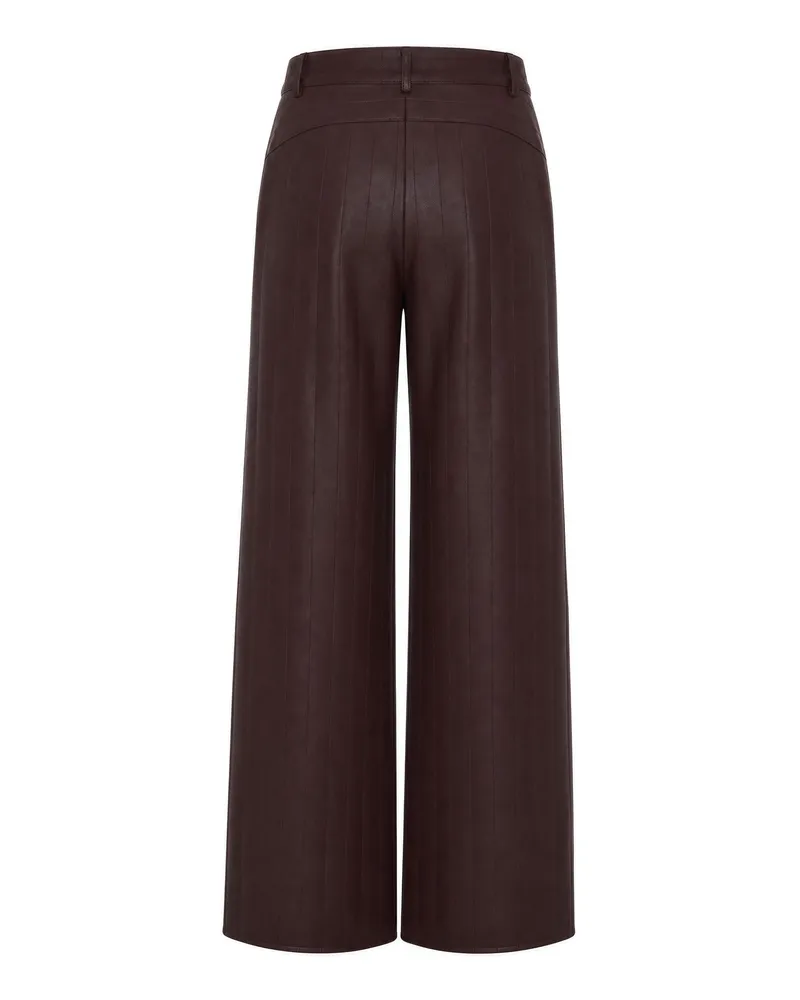 Patrizia Pepe Women's Trousers Wide-Leg Faux-Leather Wood Brown Brown