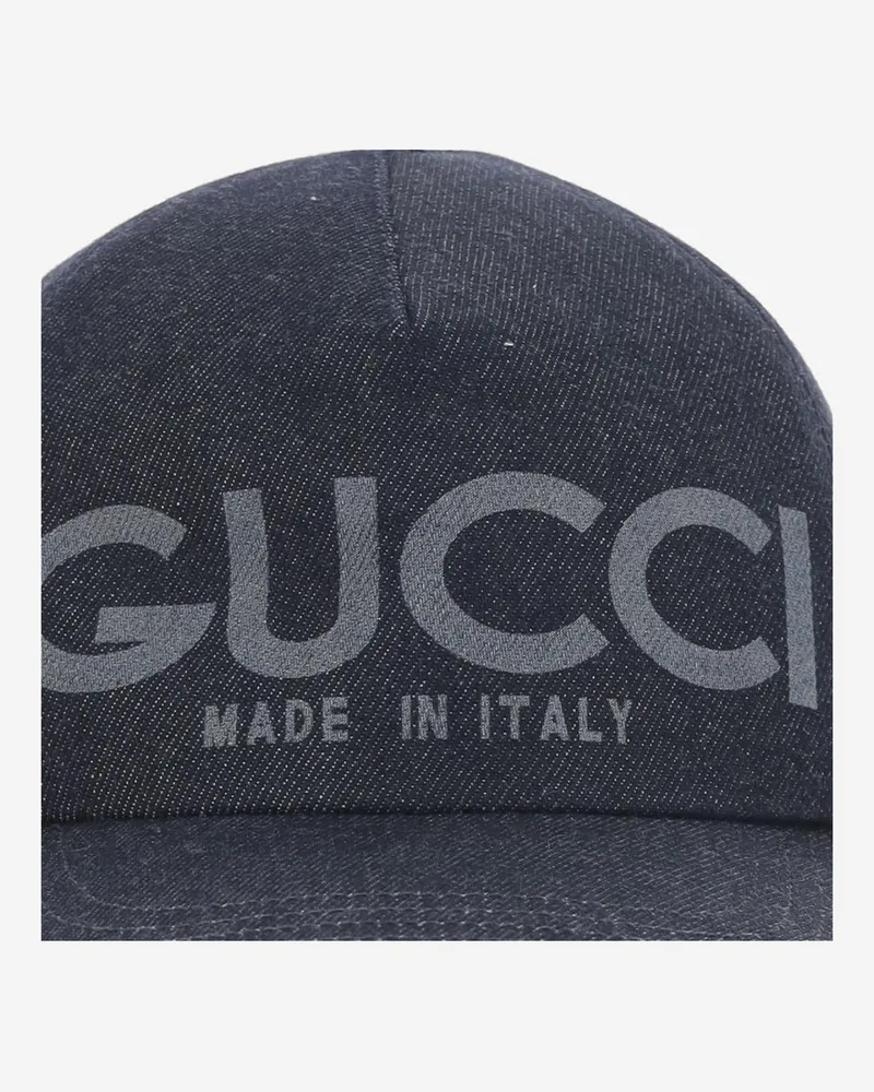 Gucci Men's Lasered Denim Baseball Hat Dark Cotton Navy