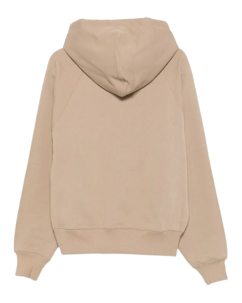 AMI Paris Ami de Coeur Embroidered Cotton Hoodie — Beige Beige