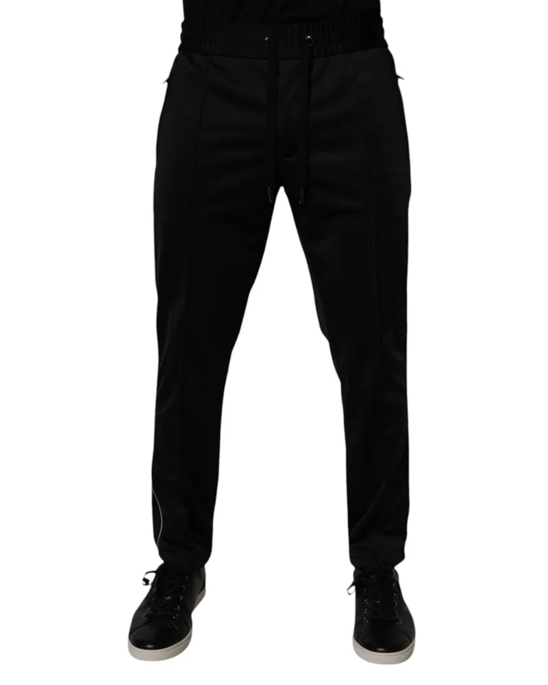 Dolce & Gabbana Black Polyester Men Jogger Sweatpants Pants Black