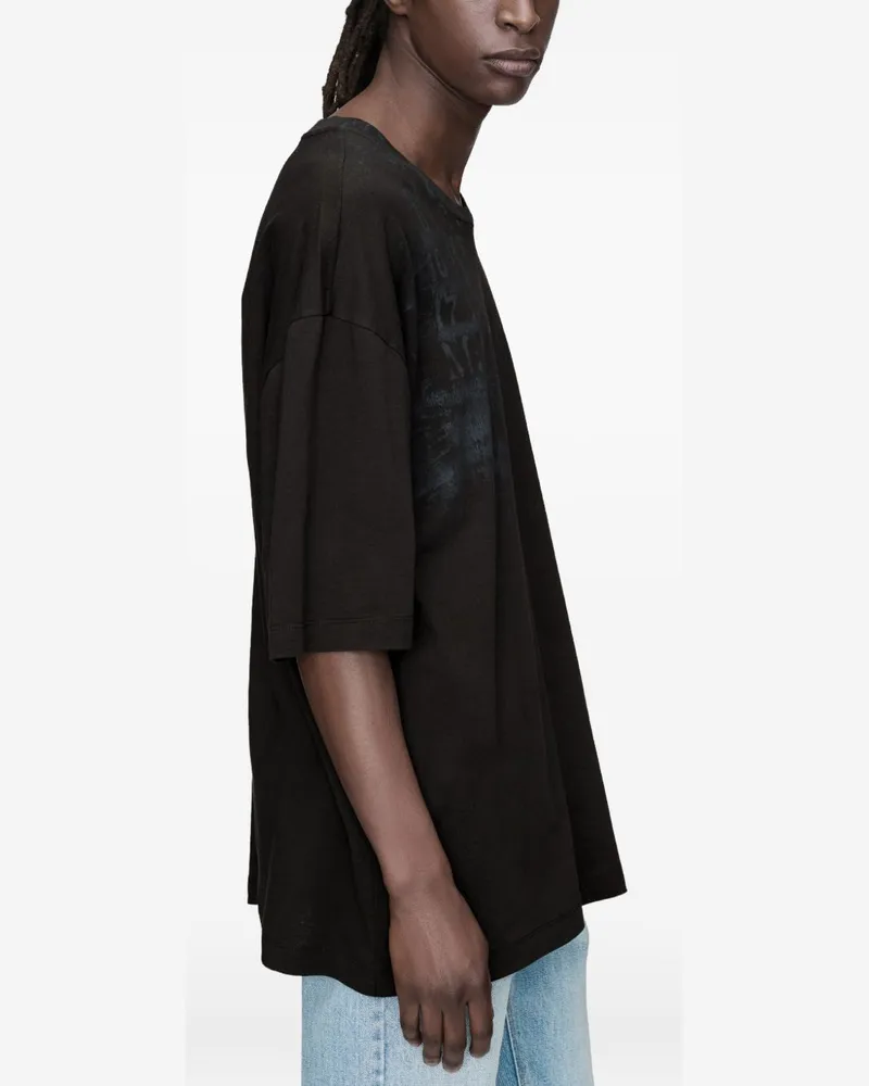 Maison Margiela Embroidered Logo Cotton T-shirt — Black Black