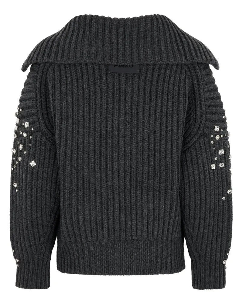 Pinko Women Gavi Wool-Blend Cardigan Grey Cardigans Sweater Gray