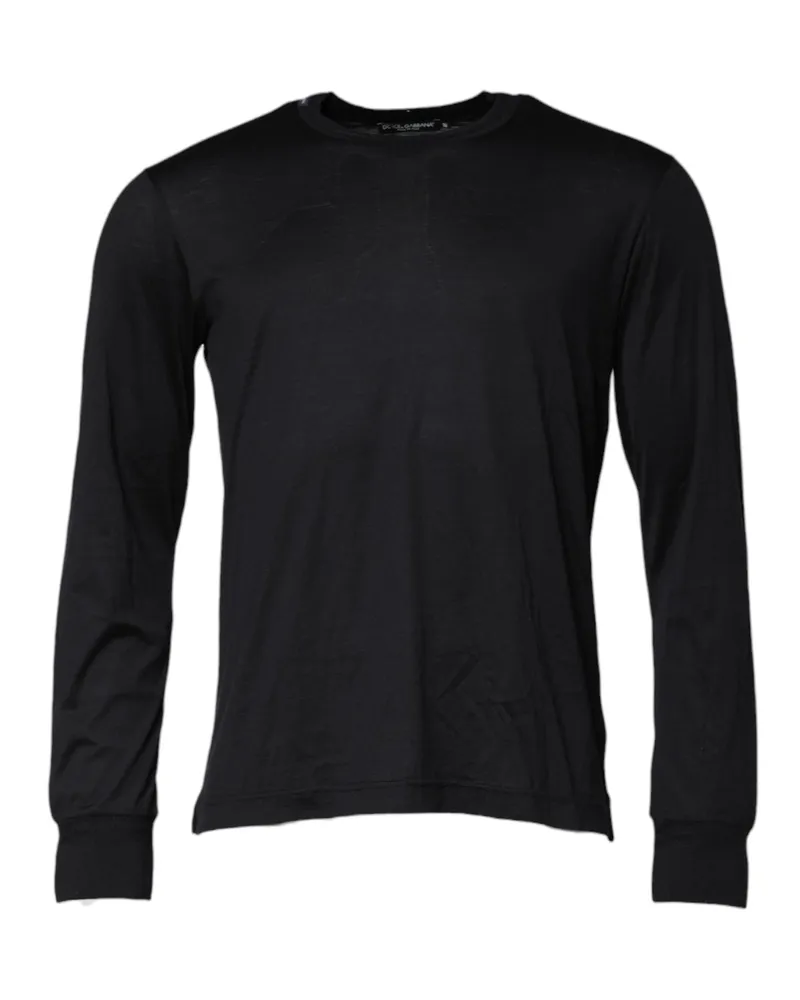 Dolce & Gabbana Men's Silk-Cotton Crew Neck Sweater Black Black