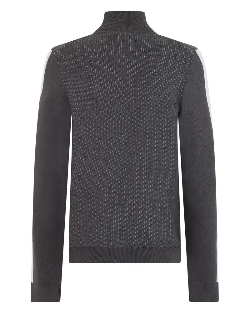 HUGO BOSS Zip-Up High Neck Cotton Sweatshirt — Gray Gray