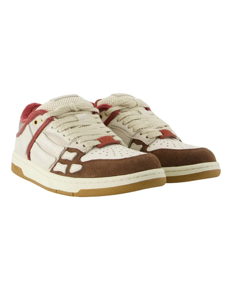 Amiri Men's Xl Skel Top Low Sneakers -  Leather Brown Calfskin Shoes Multicolor