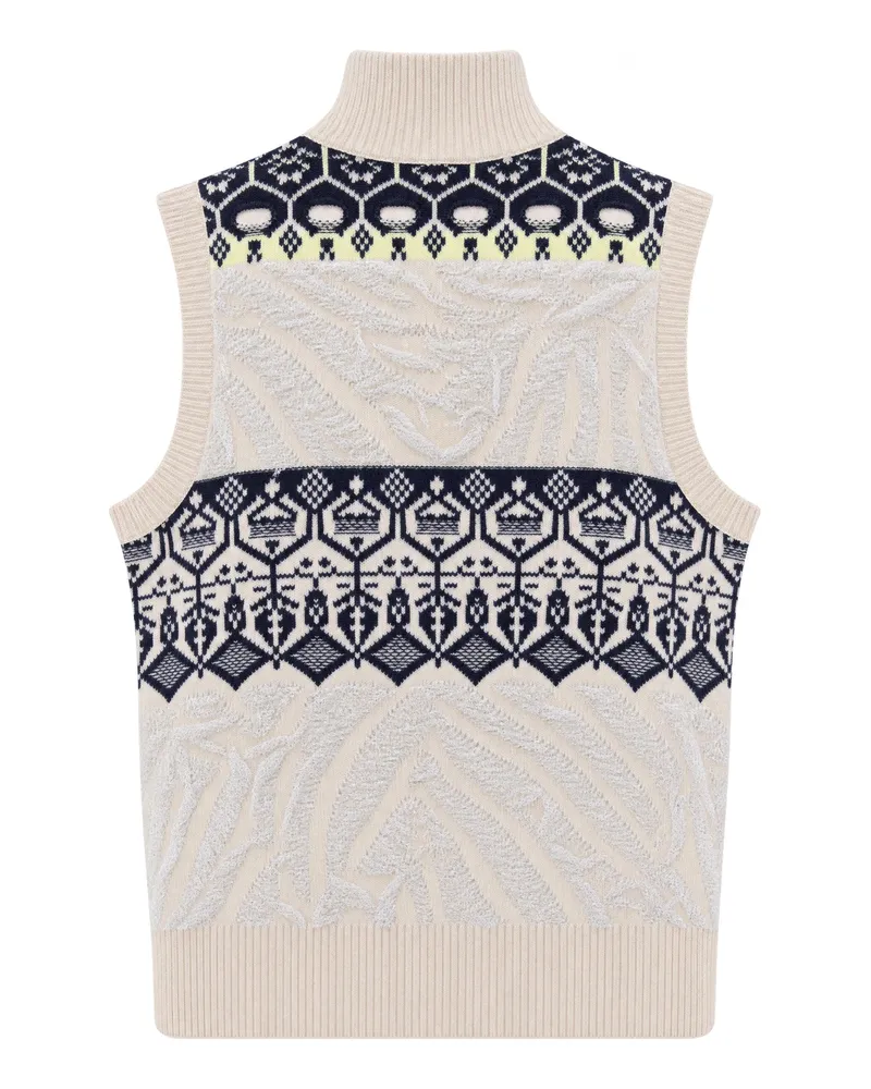 Liu Jo Jacquard Knit Fair Isle Gilet — Beige Beige