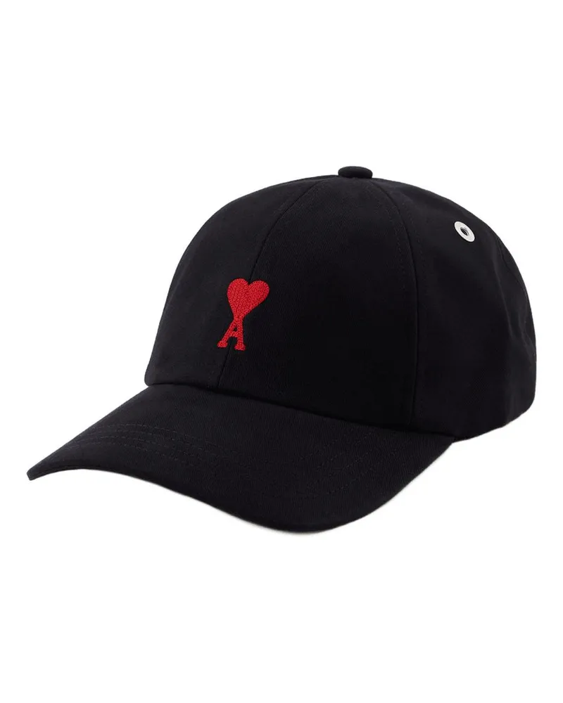 AMI Paris Unisex Red Adc Cap -  Cotton Black Accessories Hats Black