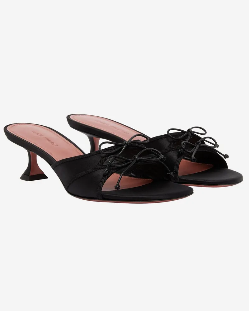 Amina Muaddi Women's Sandals Eleonora Slipper Black Silk Black