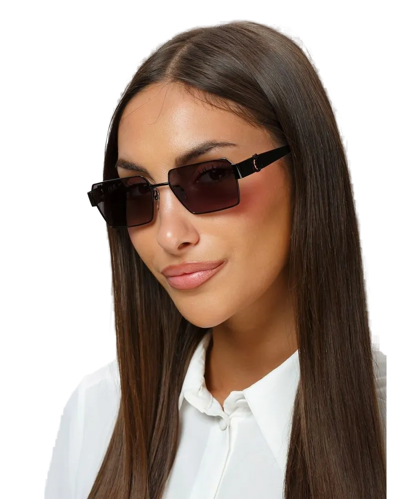 Just Cavalli SJC153 Metal Rectangle Sunglasses — Black Black