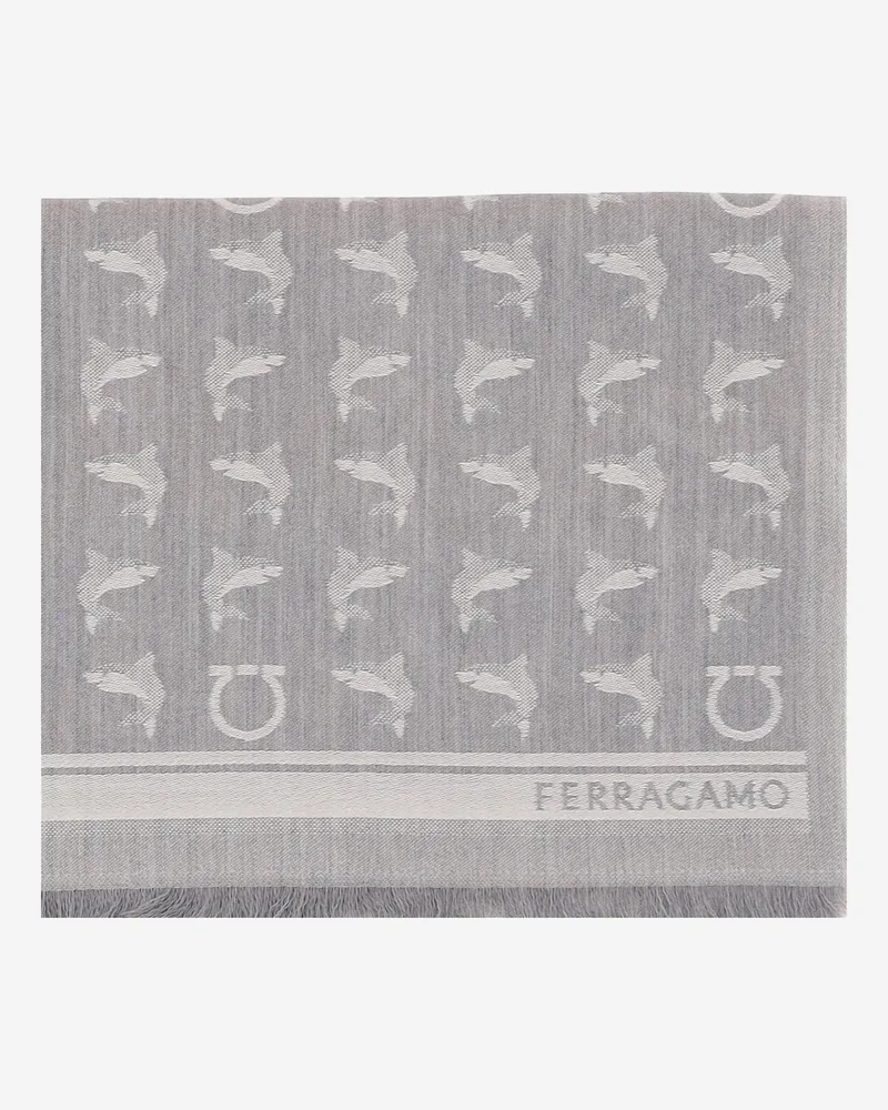Ferragamo Men's Scarf Light Grey Wool Scarfs Gray