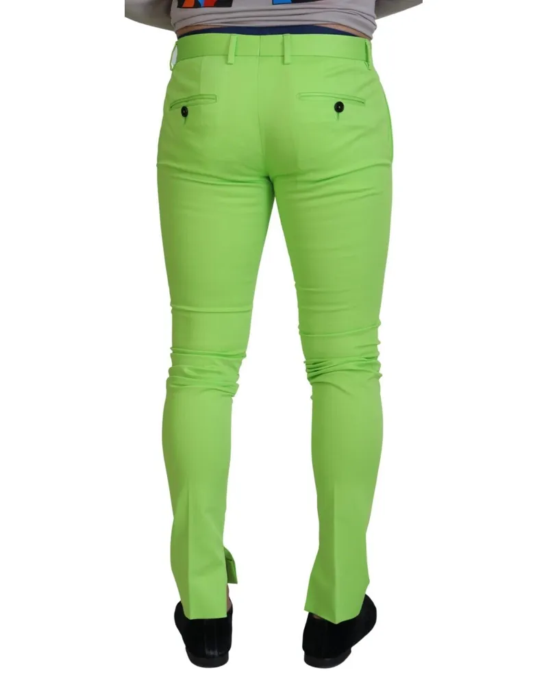 Dolce & Gabbana Men's Cotton Skinny Trousers Green Elastane Green
