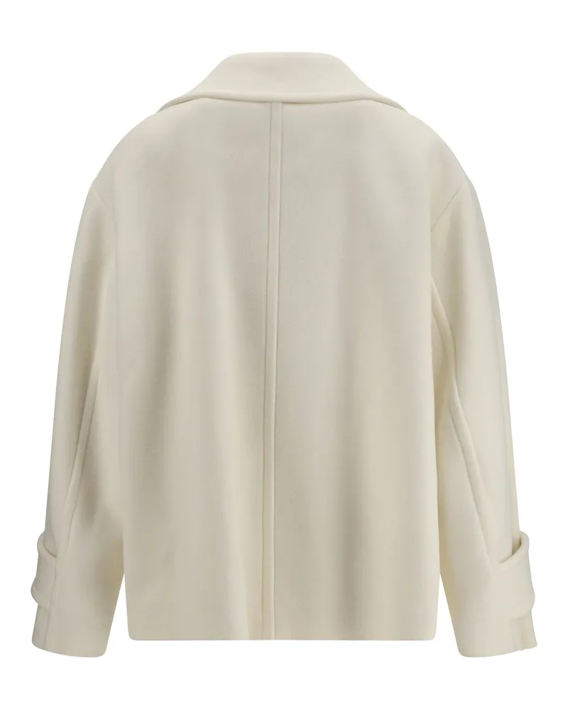 Chloé Women's Oversize Short Coat Eden White Wool Ovis Aries; Polyamide Eden